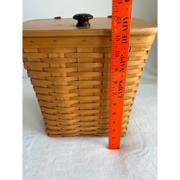 Longaberger 2000 Large Mail Basket w/ Leather Connectors to Lid & Protector - Picture 13 of 14